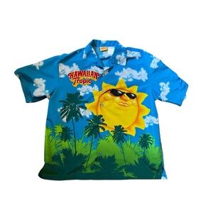 Vintage Hawaiian Tropic Blue and Green Shirt